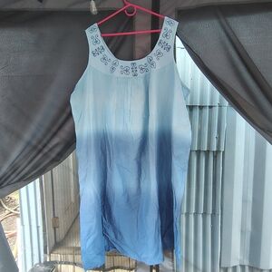 Only Necessities Sky Blue Embroidered Dress